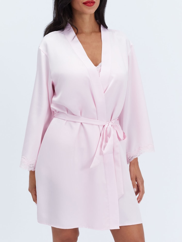 Boux Avenue Pink Daisy Satin Short Robe - Image 6 of 6 Boux Avenue Pink Daisy Satin Short Robe - Image 6 of 6