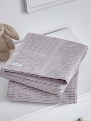 Silentnight 2 Pack Grey Safe Nights Traditional Cellular 100% Cotton Blankets - Image 1 of 7