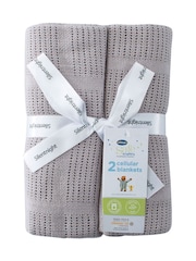 Silentnight 2 Pack Grey Safe Nights Traditional Cellular 100% Cotton Blankets - Image 2 of 7