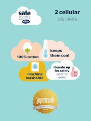 Silentnight 2 Pack Grey Safe Nights Traditional Cellular 100% Cotton Blankets - Image 5 of 7
