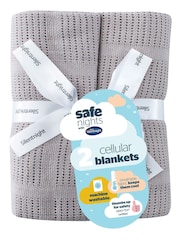 Silentnight 2 Pack Grey Safe Nights Traditional Cellular 100% Cotton Blankets - Image 7 of 7