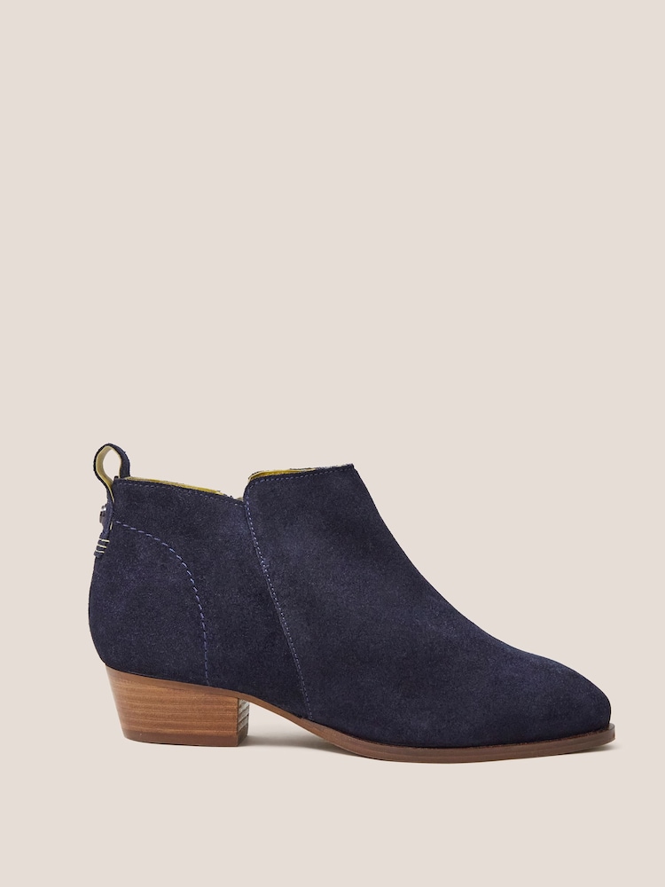 White Stuff Blue Wide Fit Suede Ankle Boots - Image 1 of 4