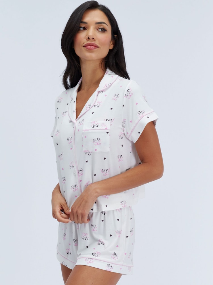 Boux Avenue White Polka Dot Cherry Modal Pyjamas Set - Image 6 of 6
