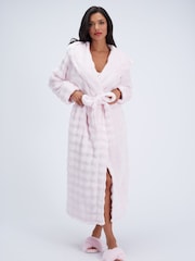 Boux Avenue Pink Bubble Texture Fluffy Long Dressing Gown - Image 1 of 6
