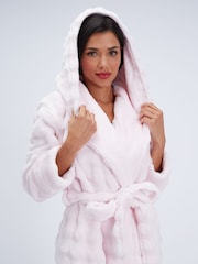 Boux Avenue Pink Bubble Texture Fluffy Long Dressing Gown - Image 3 of 6