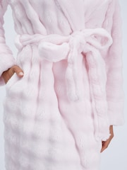Boux Avenue Pink Bubble Texture Fluffy Long Dressing Gown - Image 4 of 6