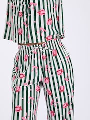 Boux Avenue Green Stripe Long Sleeve Fleece Pyjamas In A Bag - Image 2 of 6