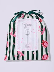 Boux Avenue Green Stripe Long Sleeve Fleece Pyjamas In A Bag - Image 6 of 6
