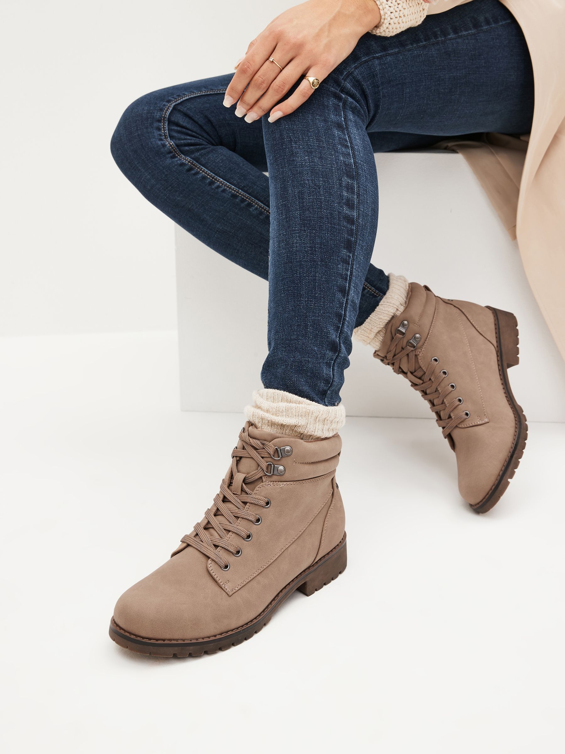 Buy Neutral Regular Wide Fit Forever Comfort Casual Lace Up Boots from Next Luxembourg