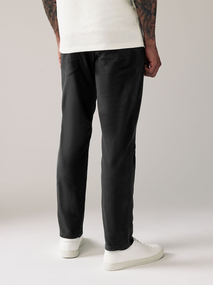 Black Slim Fit Soft Touch 5 Pocket Jean Style Trousers - Image 4 of 9