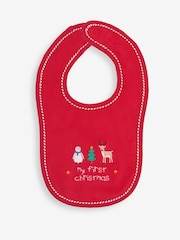 JoJo Maman Bébé Red My First Christmas Bib - Image 1 of 2