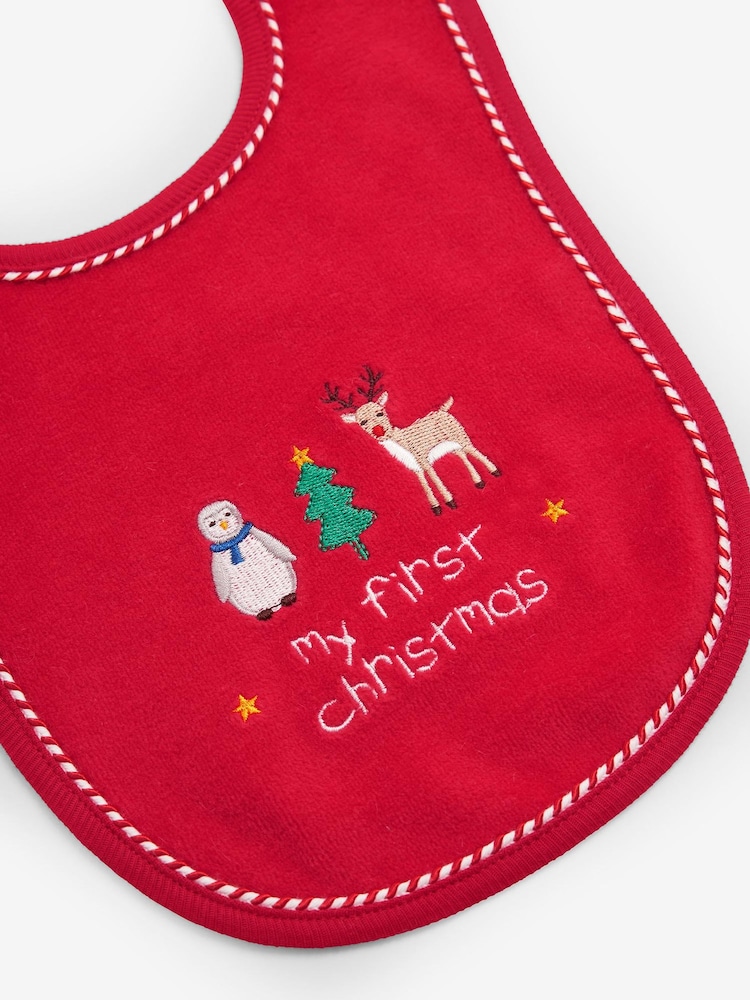 JoJo Maman Bébé Red My First Christmas Bib - Image 2 of 2
