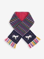 JoJo Maman Bébé Navy Blue Unicorn Scarf - Image 1 of 3