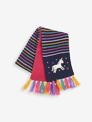 JoJo Maman Bébé Navy Blue Unicorn Scarf - Image 2 of 3
