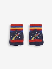 JoJo Maman Bébé Navy Rocket Embroidered Gloves - Image 1 of 5