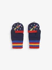 JoJo Maman Bébé Navy Rocket Embroidered Gloves - Image 3 of 5