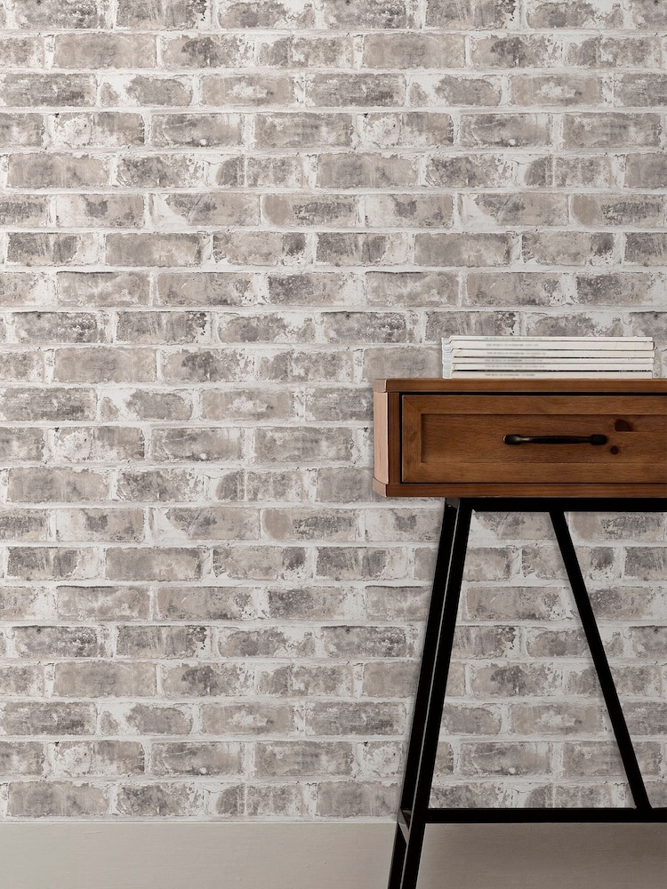 Urban Walls Grey Warehouse Brick Wallpaper - Image 1 of 4 Urban Walls Grey Warehouse Brick Wallpaper - Image 1 of 4