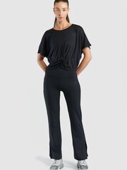 Elle Sport Burn Out Fabric Twist Front Black Top + Vest Set - Image 1 of 5