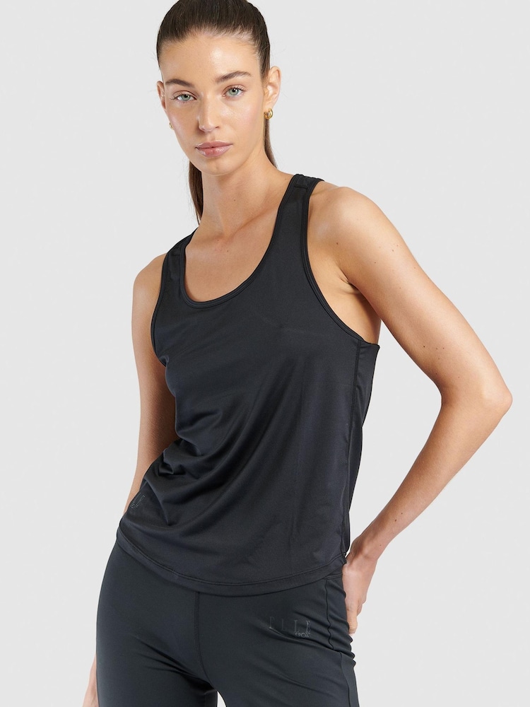 Elle Sport Burn Out Fabric Twist Front Black Top + Vest Set - Image 2 of 5 Elle Sport Burn Out Fabric Twist Front Black Top + Vest Set - Image 2 of 5