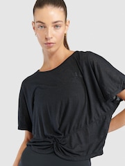 Elle Sport Burn Out Fabric Twist Front Black Top + Vest Set - Image 4 of 5