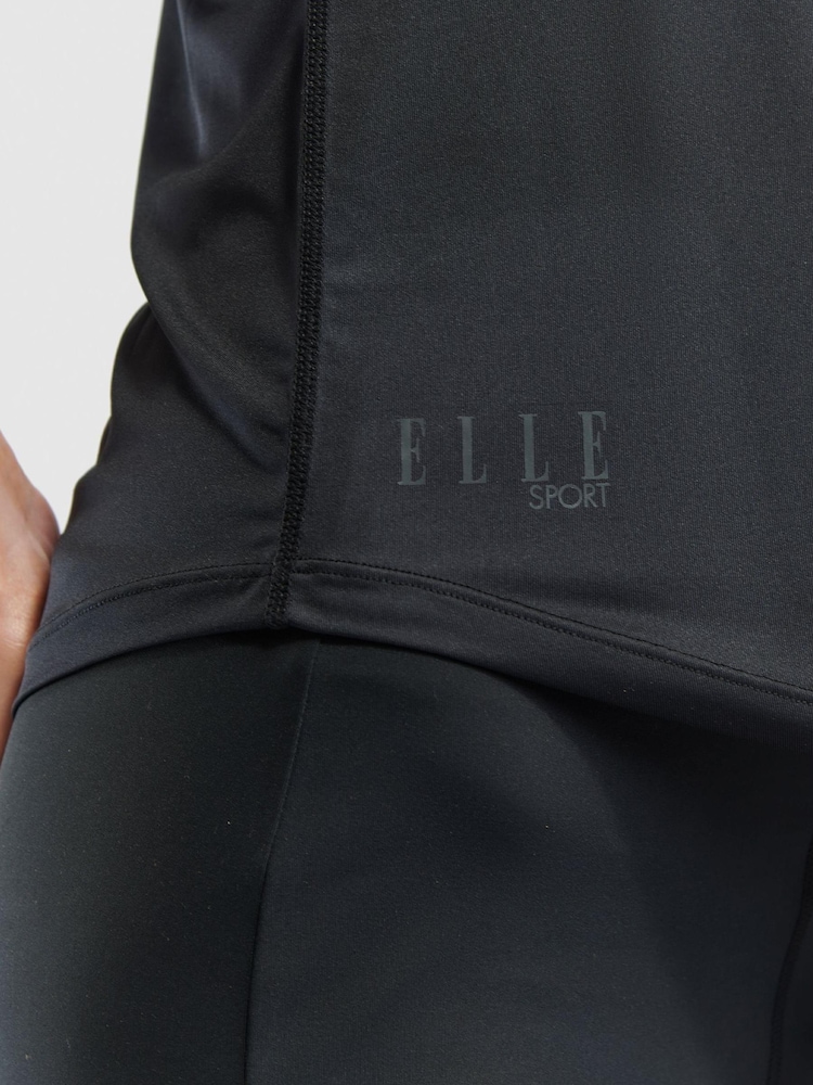 Elle Sport Burn Out Fabric Twist Front Black Top + Vest Set - Image 5 of 5 Elle Sport Burn Out Fabric Twist Front Black Top + Vest Set - Image 5 of 5