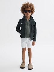 Reiss Green Ubud Half-Zip Textured Polo T-Shirt - Image 3 of 7