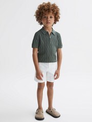 Reiss Green Ubud Half-Zip Textured Polo T-Shirt - Image 6 of 7