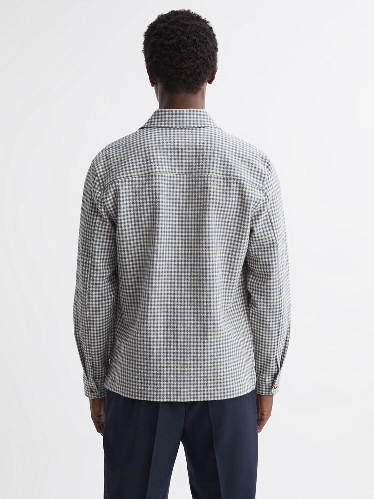 Reiss Grey/White Cathu Check Twin Pocket Overshirt - Image 4 of 4 Reiss Grey/White Cathu Check Twin Pocket Overshirt - Image 4 of 4