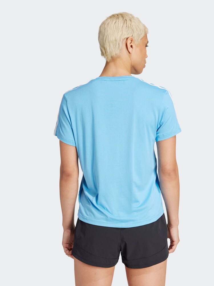adidas Blue Aeroready Train Essentials 3-Stripes T-Shirt - Image 2 of 7 adidas Blue Aeroready Train Essentials 3-Stripes T-Shirt - Image 2 of 7