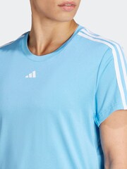 adidas Blue Aeroready Train Essentials 3-Stripes T-Shirt - Image 5 of 7
