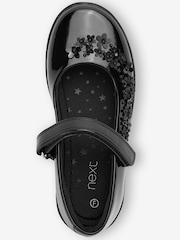 Schwarzes Lackleder - Mary-Jane-Schuhe mit Blumendetail für die Schule - Bild 3 von 4
