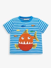 JoJo Maman Bébé Blue Piranha T-Shirt - Image 1 of 2