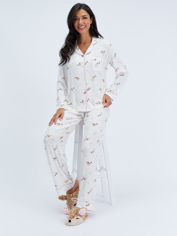 Boux Avenue Deer Modal Long Pyjamas Set - Image 2 of 6 Boux Avenue Deer Modal Long Pyjamas Set - Image 2 of 6