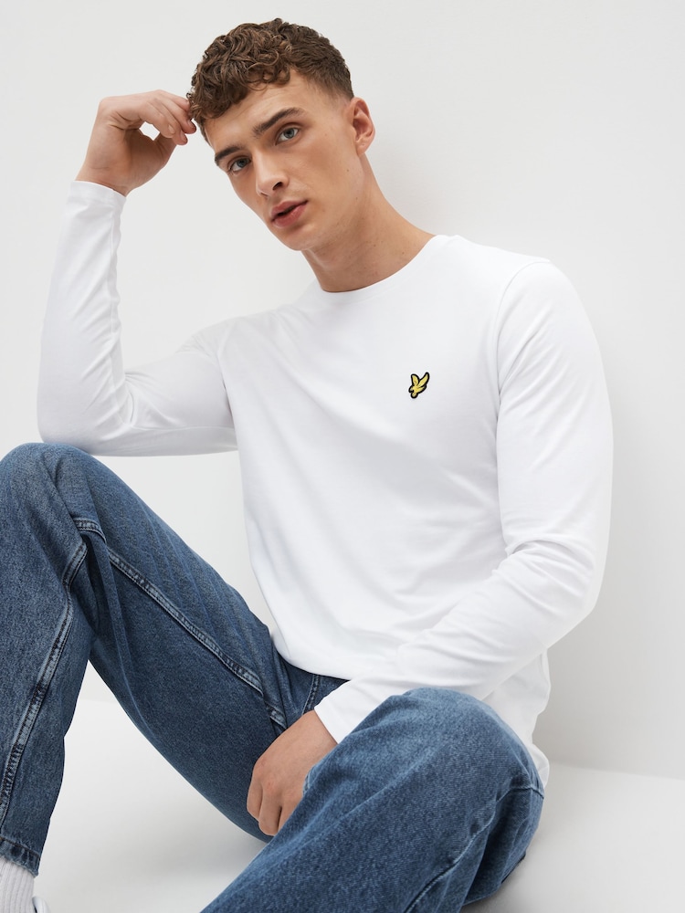 Чисто-белый - Футболка Lyle & Scott из хлопка с длинным рукавом - Изображение 1 из 4