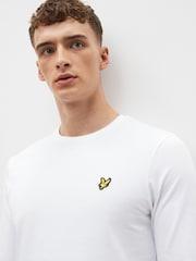 Чисто-белый - Футболка Lyle & Scott из хлопка с длинным рукавом - Изображение 4 из 4