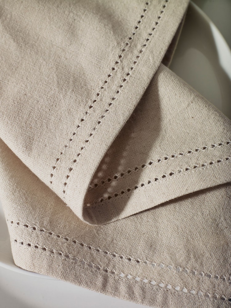 Natural Edge Trim 100% Cotton Napkins Set of 4 - Image 2 of 3