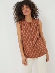 FatFace Natural Morgan Woodblock Cami Blouse - Image 1 of 5