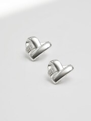 Simply Silver Silver Tone Knotted Heart Earrings - Image 1 of 3