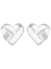 Simply Silver Silver Tone Knotted Heart Earrings - Image 2 of 3
