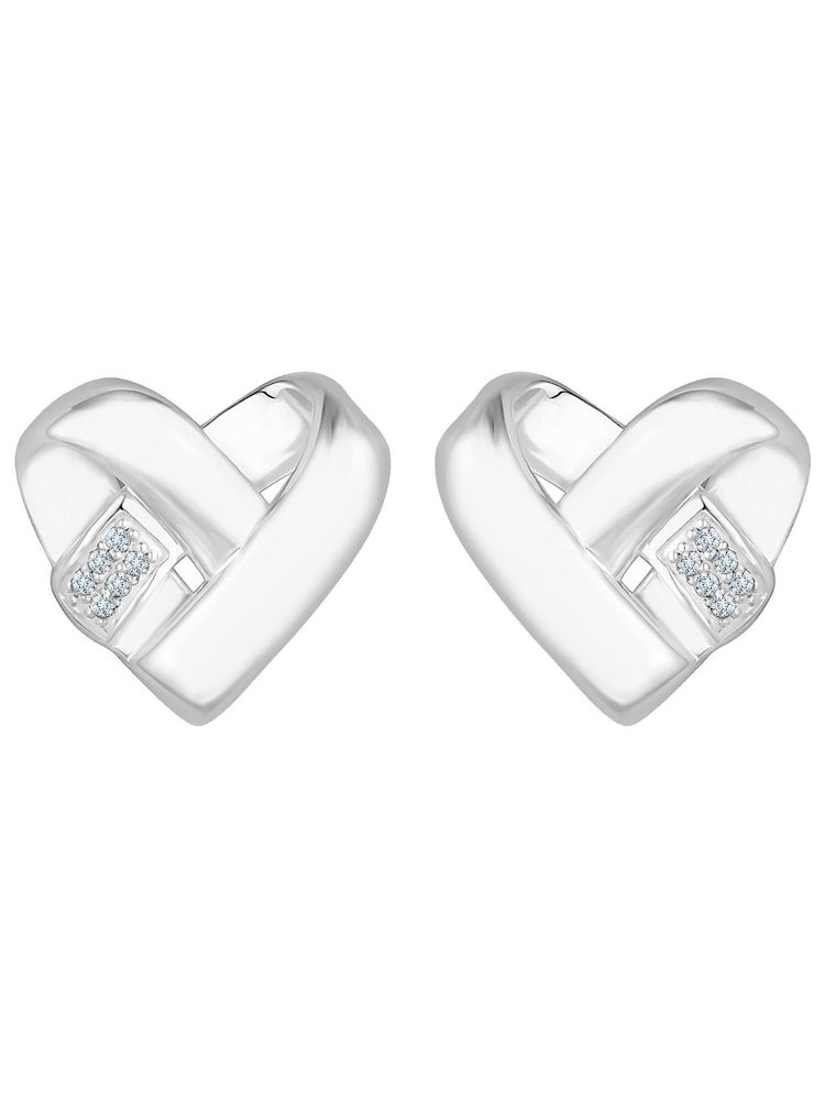 Simply Silver Silver Tone Knotted Heart Earrings - Image 2 of 3