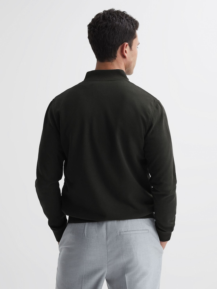 Reiss Forest Green Flintoff Hybrid Quilt and Knit Zip-Through Jacket - Image 5 of 5