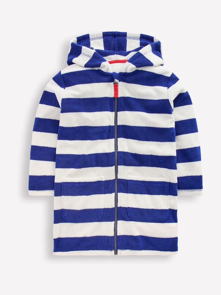 Boden Blue Towelling Zip-Up Throw-On Cover-Up - Image 1 of 3 Boden Blue Towelling Zip-Up Throw-On Cover-Up - Image 1 of 3