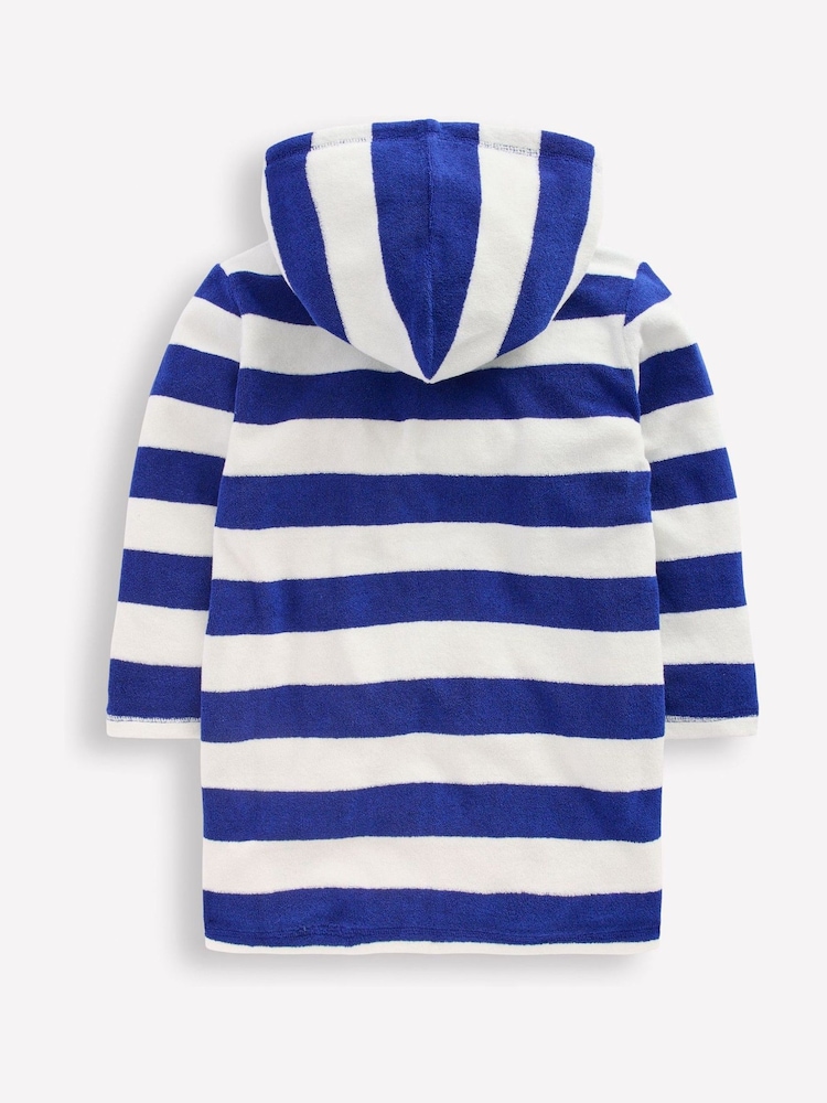 Boden Blue Towelling Zip-Up Throw-On Cover-Up - Image 2 of 3 Boden Blue Towelling Zip-Up Throw-On Cover-Up - Image 2 of 3