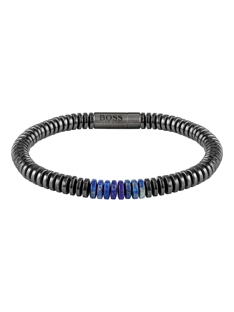 BOSS Blue Slice Hematite And Lapis Beaded Bracelet - Image 1 of 3