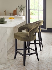 Plush Chenille Moss Green Remi Bar Stool - Image 1 of 8