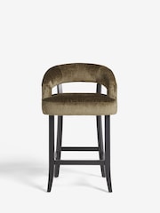 Plush Chenille Moss Green Remi Bar Stool - Image 3 of 8
