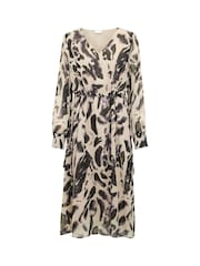 Kaffe Fina Midi Long Sleeve V-Neck Black Dress - Image 4 of 5