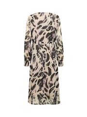 Kaffe Fina Midi Long Sleeve V-Neck Black Dress - Image 5 of 5
