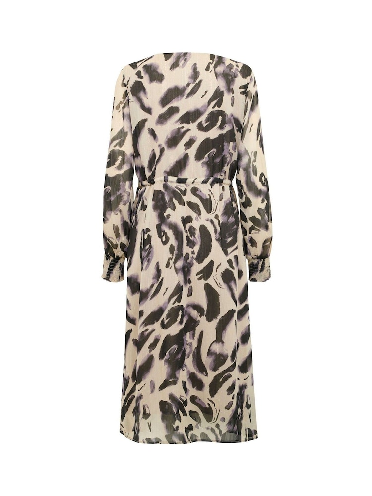 Kaffe Fina Midi Long Sleeve V-Neck Black Dress - Image 5 of 5