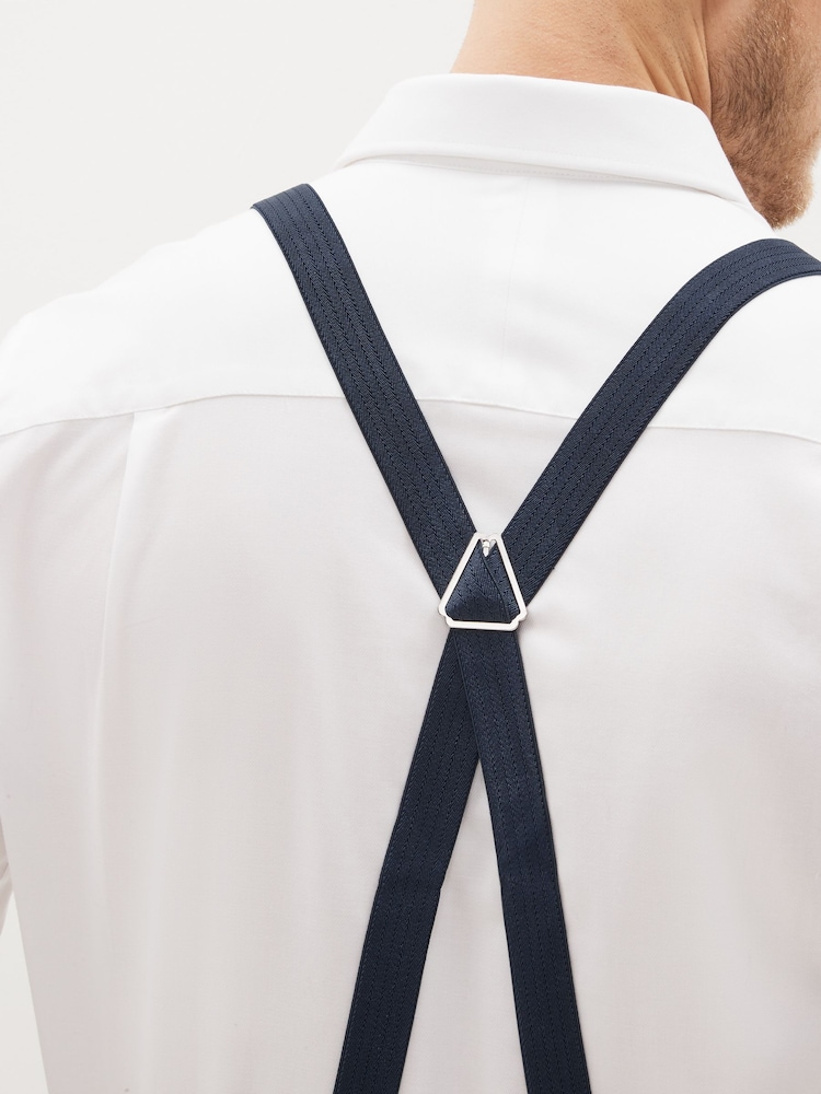 Navy Blue Herringbone Slim Braces - Image 3 of 4